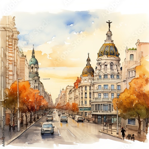 Goldene Stunde in Madrid: Städtischer Herbst