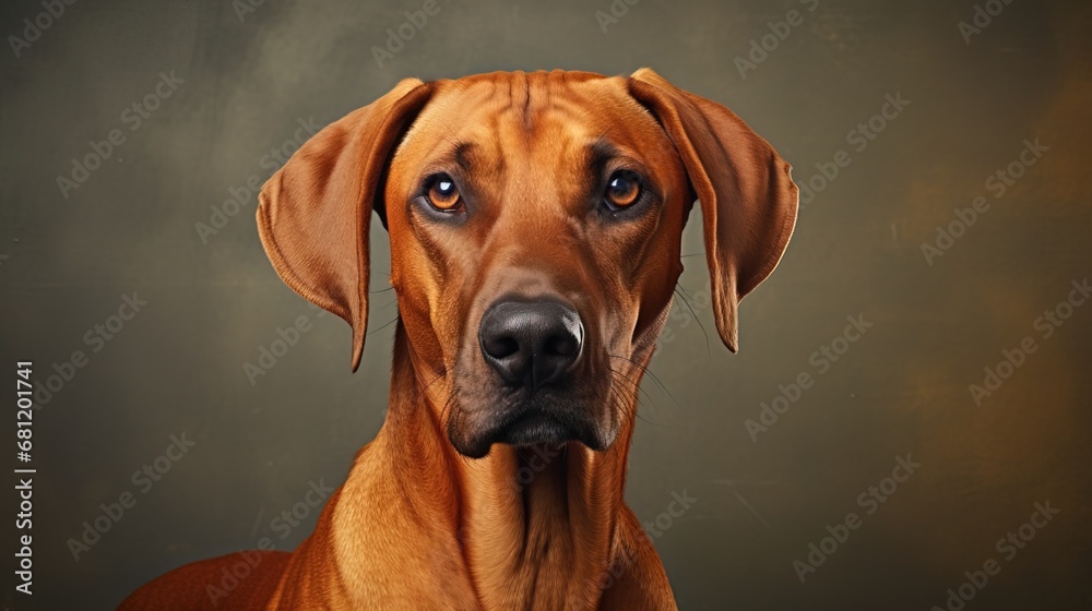 The Rhodesian Ridgeback's portrait is a symphony of strength and elegance, capturing the breed's di