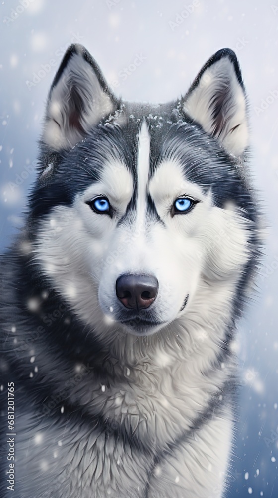 The Siberian Husky portrait showcases a harmonious blend of strength and grace, with a captivating