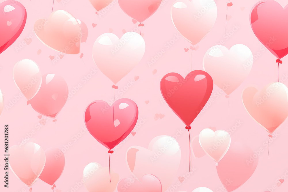 Abstract pattern background with cute cartoon hearts.