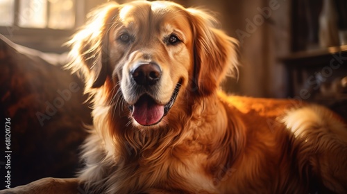 The Golden Retriever s portrait radiates warmth and love  capturing the breed s friendly nature  in