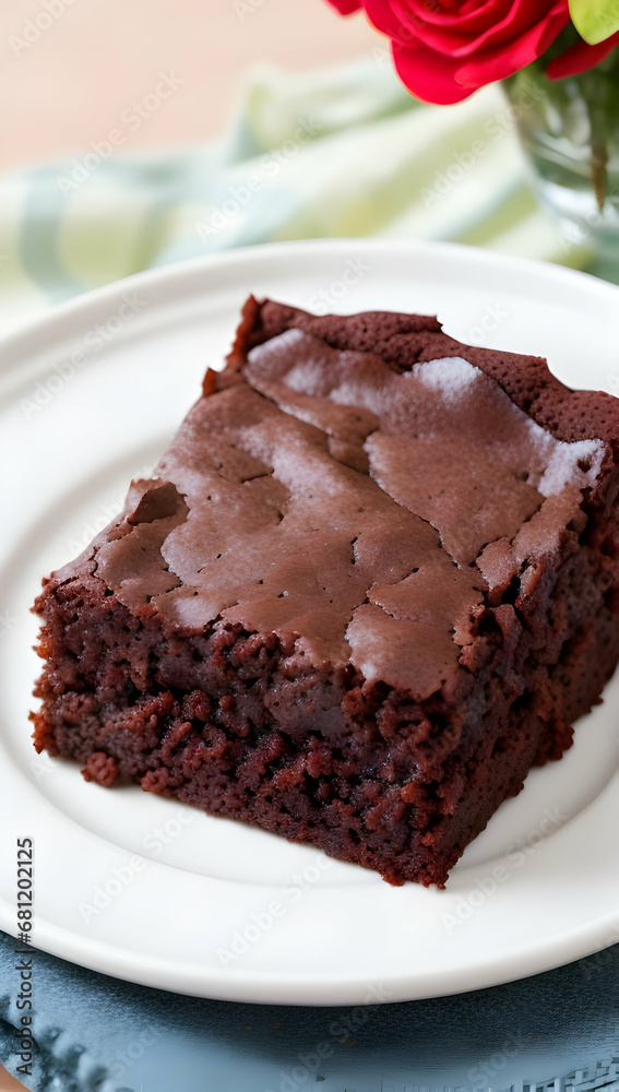 Piece of brownie on a plate Piece of brownie on a plate