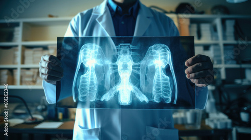 A doctor holding X-Ray film.