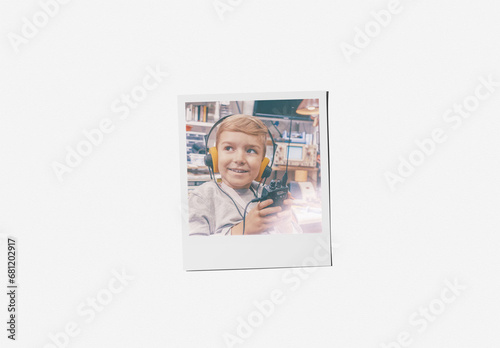 Mockup of customizable instant camera print against plain and transparent background