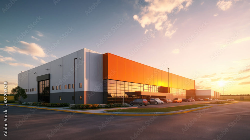 A modern logistics warehouse building structure. A modern logistics warehouse building structure.