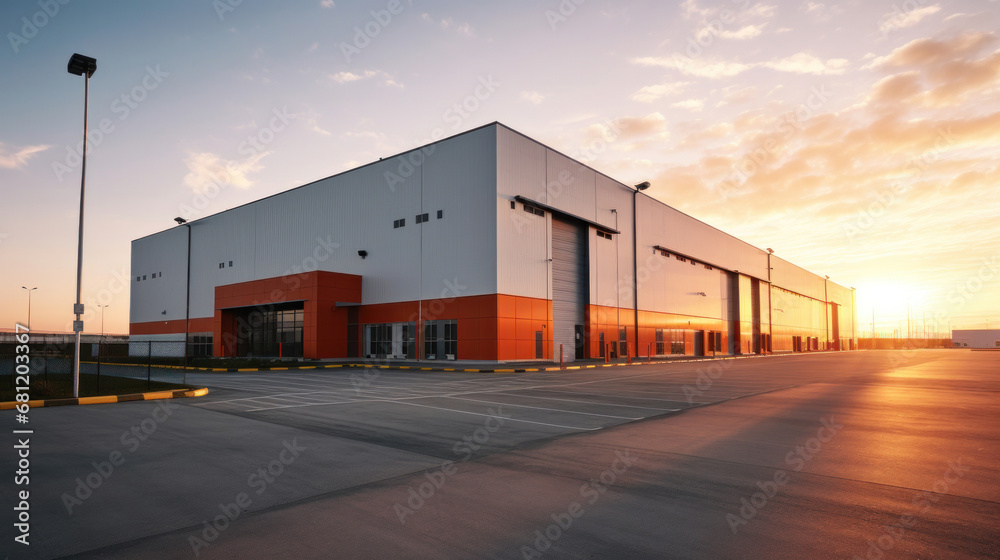 Naklejka premium A modern logistics warehouse building structure.