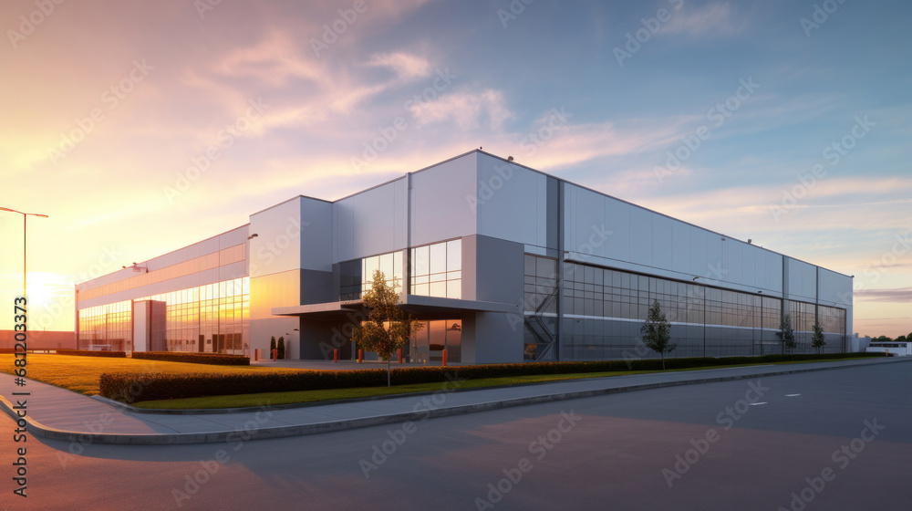 Obraz premium A modern logistics warehouse building structure.