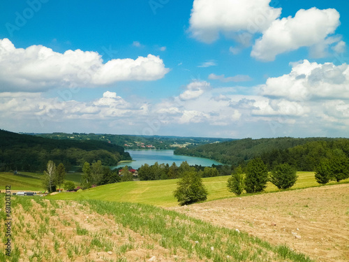 Beautiful view of Ostrzyckie Lake in Wiezyca Region, Poland photo