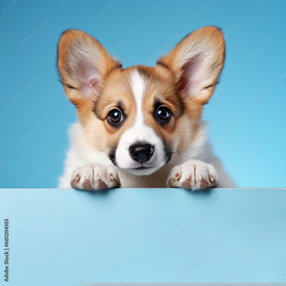 pembroke welsh corgi puppy, studio background with an empty space to copy. dog, pet. pembroke welsh corgi puppy, studio background with an empty space to copy. dog, pet.