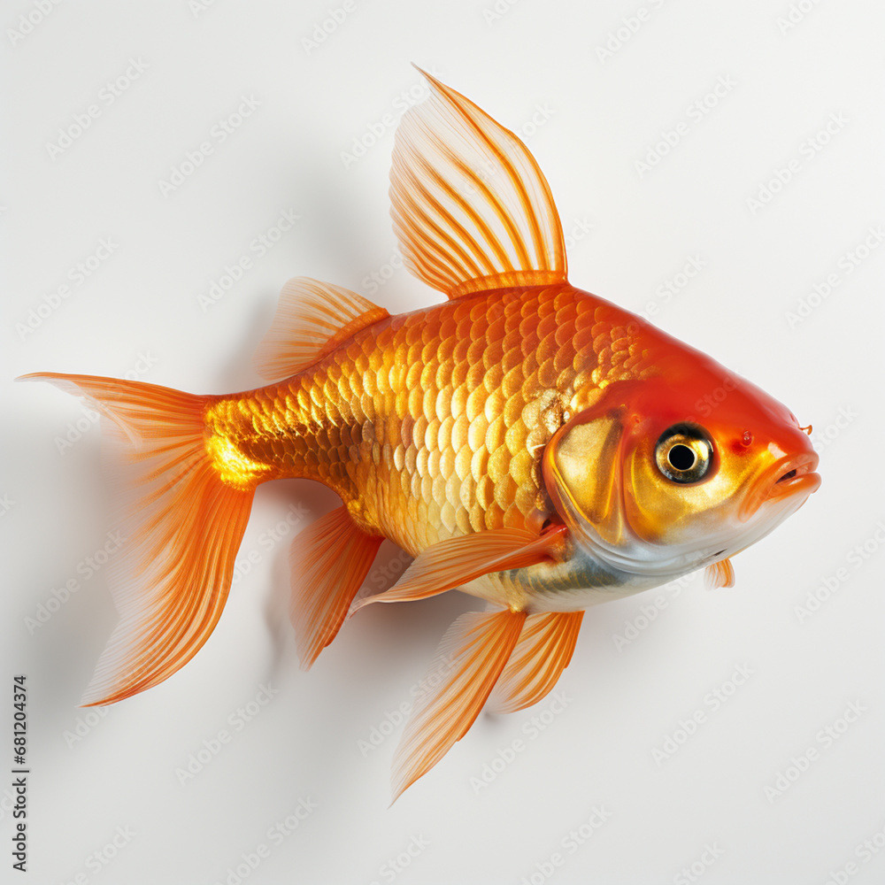 Gold Fish Isolated on White Background. generative ai