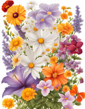 Bouquet of daisies hibiscus orchids lotus and lavender flowers