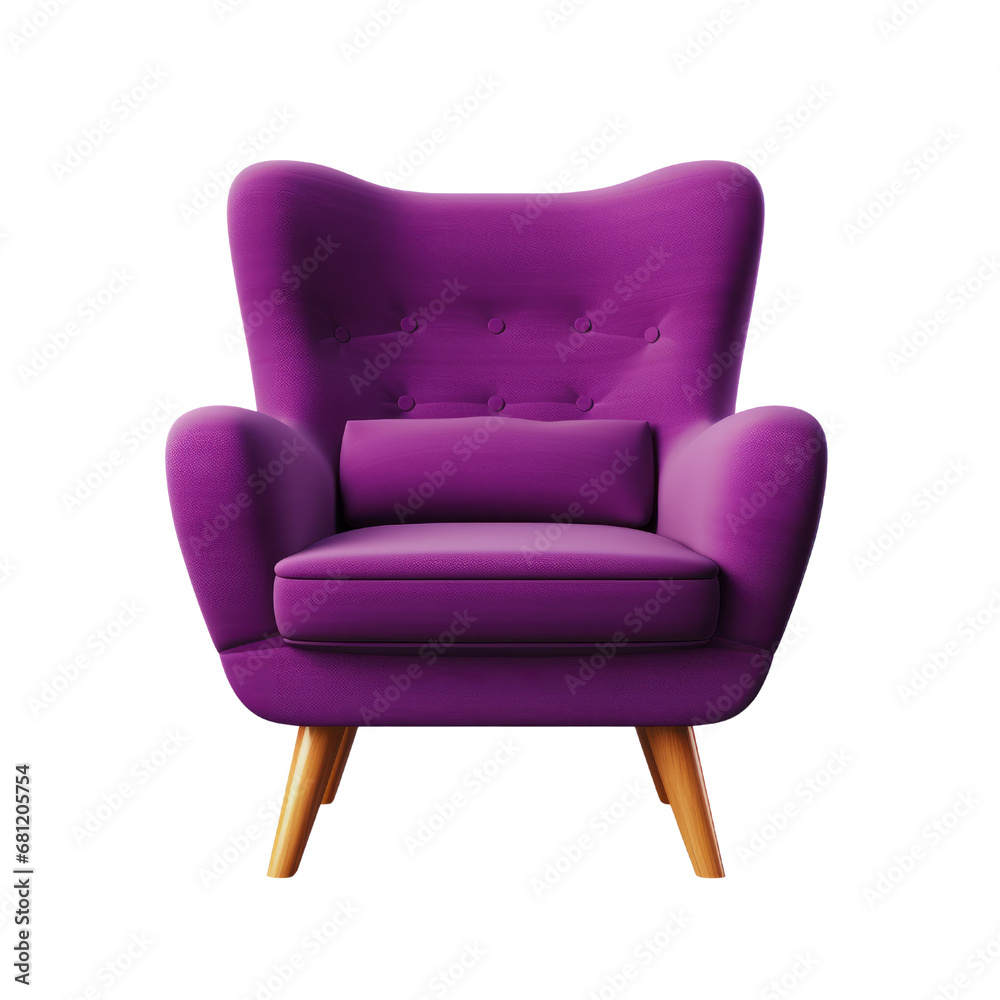 A luxurious deep purple armchair offering comfort with a modern and stylish design. A luxurious deep purple armchair offering comfort with a modern and stylish design.