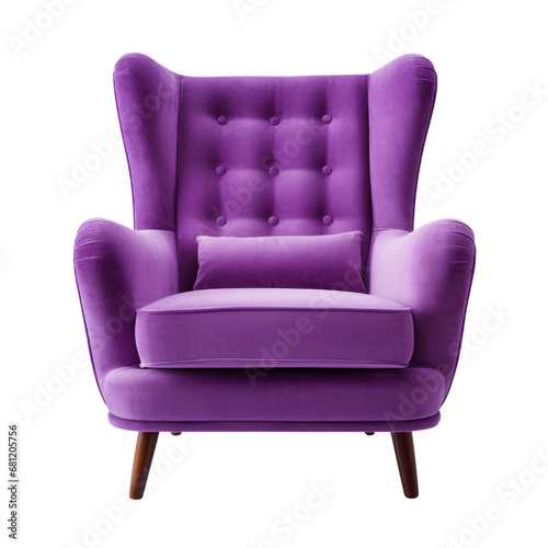 A luxurious deep purple armchair offering comfort with a modern and stylish design.