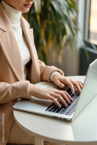 Woman working from home off...
