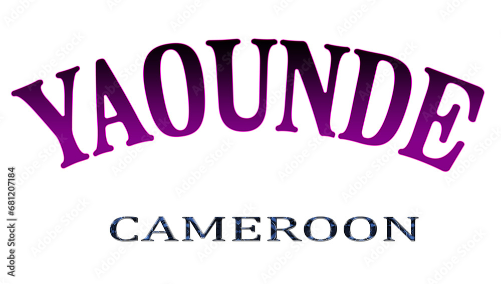 Illustration of the name of Cameroon with the name of the capital Yaounde. Transparent background file. Illustration of the name of Cameroon with the name of the capital Yaounde. Transparent background file.