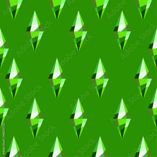 Patterns with diamonds on a greem background photo