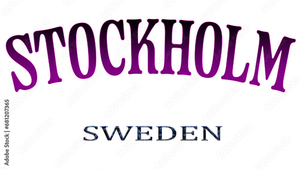 Illustration of the name of Sweden with the name of the capital Stockholm. Transparent background file. Illustration of the name of Sweden with the name of the capital Stockholm. Transparent background file.