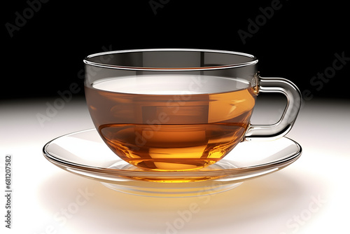transparent cup tea 3D render