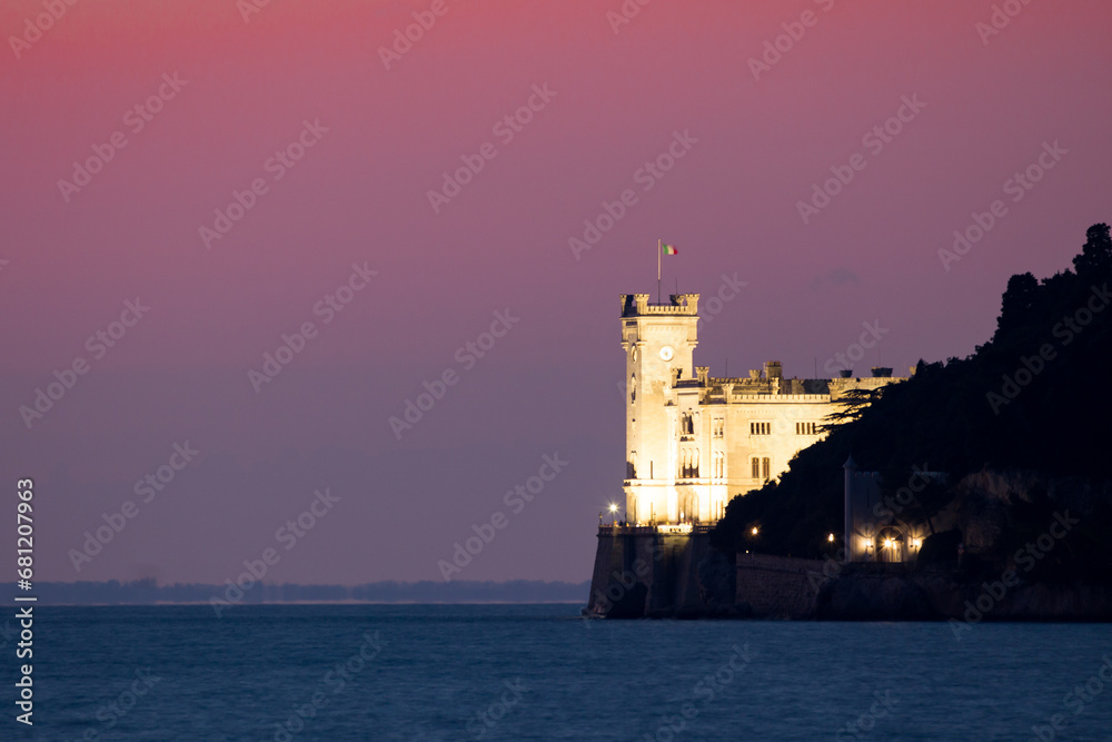 Miramare Castle (1860) on the Gulf of Trieste, northeastern Italy.