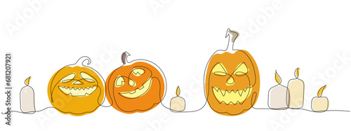 Stylized vector clip art with pumpkins and candles for Halloween