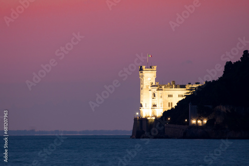 Miramare Castle (1860) on the Gulf of Trieste, northeastern Italy.