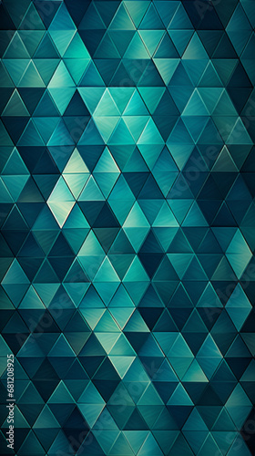 An intricate design of teal and white triangles photo