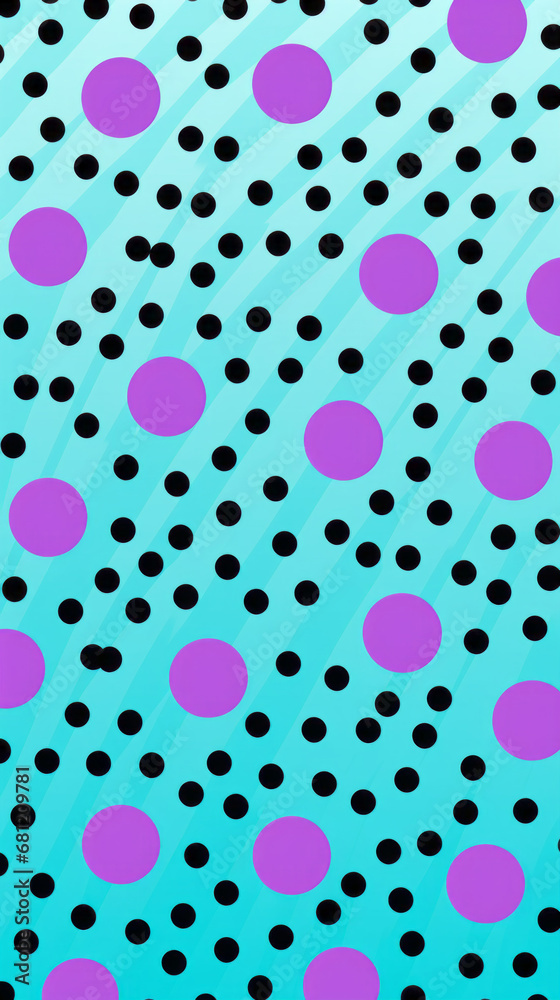 An aqua and lavender polka-dotted pattern with an angular shape in the center An aqua and lavender polka-dotted pattern with an angular shape in the center