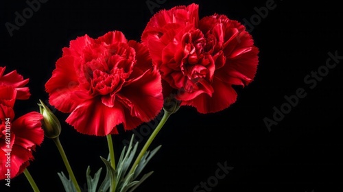 mourning carnations on a black background.