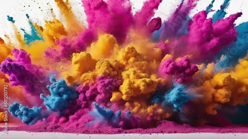 Multicolored powder paint explosion backdrop