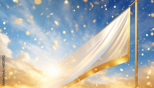 Bannière religieuse flottant dans le vent avec poudre d'or photo