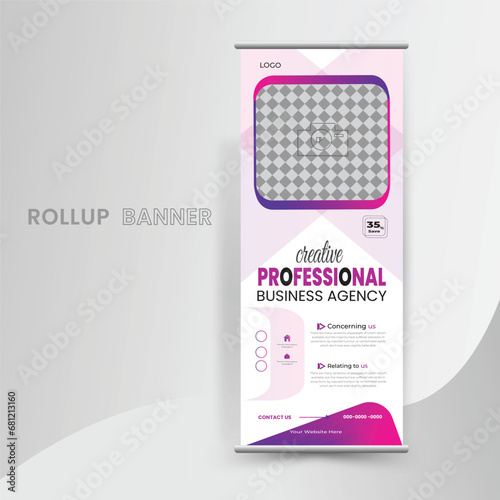 Free vector business roll up stand template design
