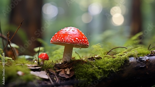 red poisonous fly agaric mushroom.