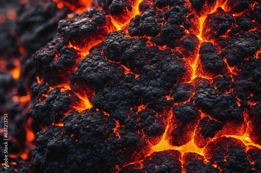 Close-up of a lava flow of volcano texture background Close-up of a lava flow of volcano texture background