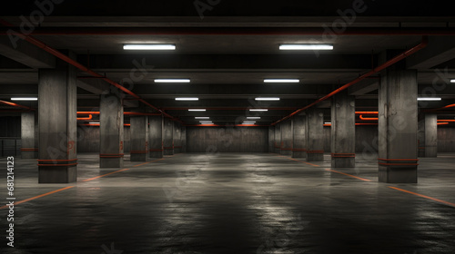 Empty underground parking photo