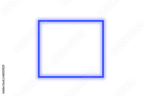 Blue neon frame in geometric rectangle shape 
