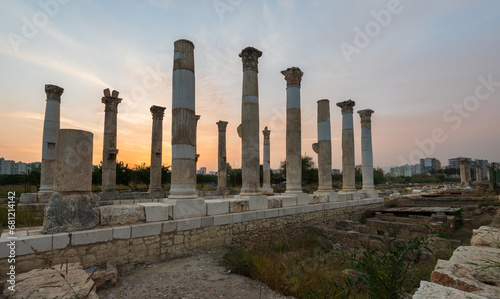 Ancient city of Pompeipolis at sunset. The Soloi King's Road.  Ancient cities of Turkey.  Mersin City, Turkey #681214142