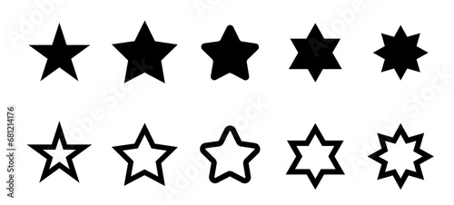Stars collection. Star vector icons. Black set of Stars isolated on white background.