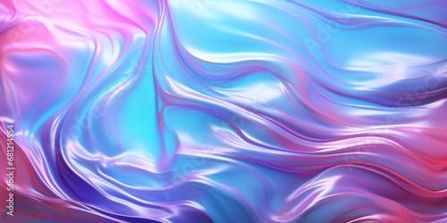Holographic pink and blue frosted molten plastic jelly waves background texture. Trendy iridescent abstract neon webpunk or vaporwave aesthetic surreal wavy marble pattern. 3D rendering.