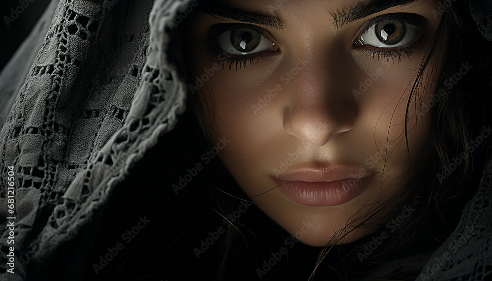 A beautiful woman, confident and elegant, looking at the camera generated by AI A beautiful woman, confident and elegant, looking at the camera generated by AI