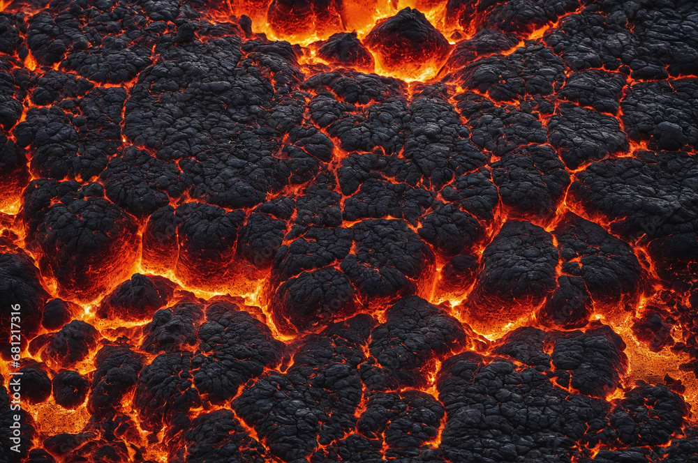 Close-up of a lava flow of volcano texture background Close-up of a lava flow of volcano texture background