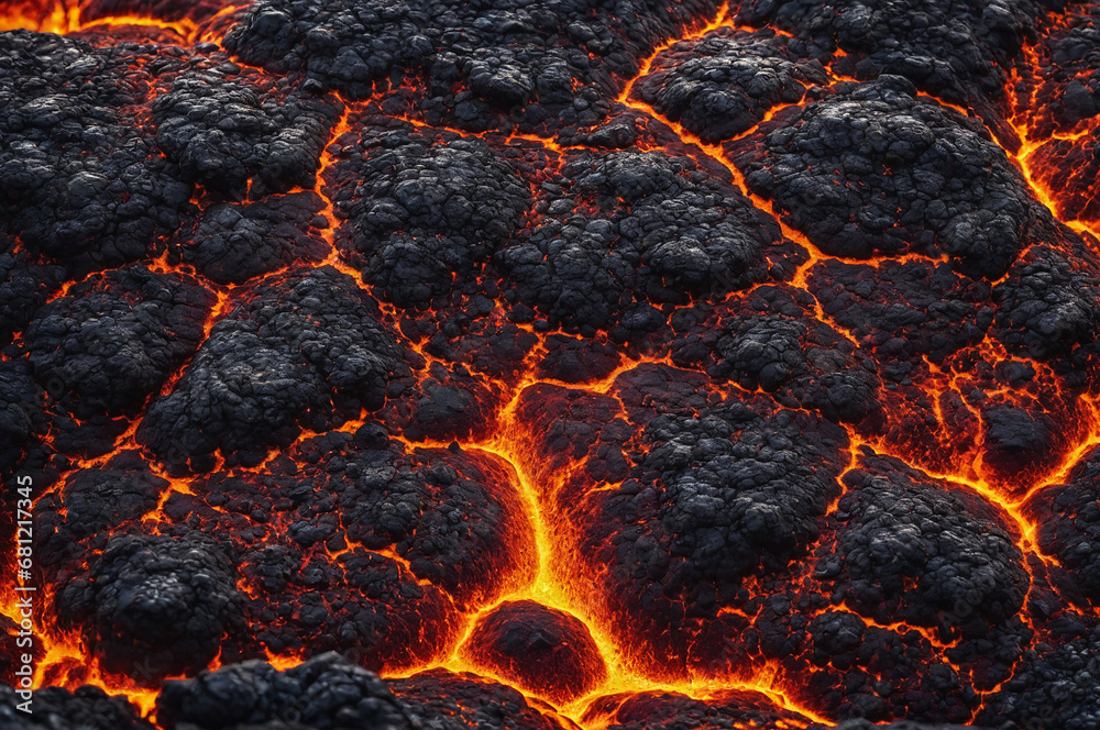 Close-up of a lava flow of volcano texture background Close-up of a lava flow of volcano texture background