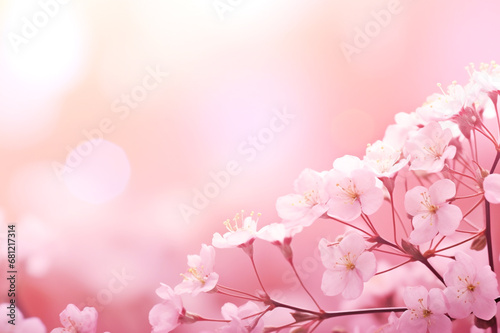 Pink small flowers on a pink background. Copyspace