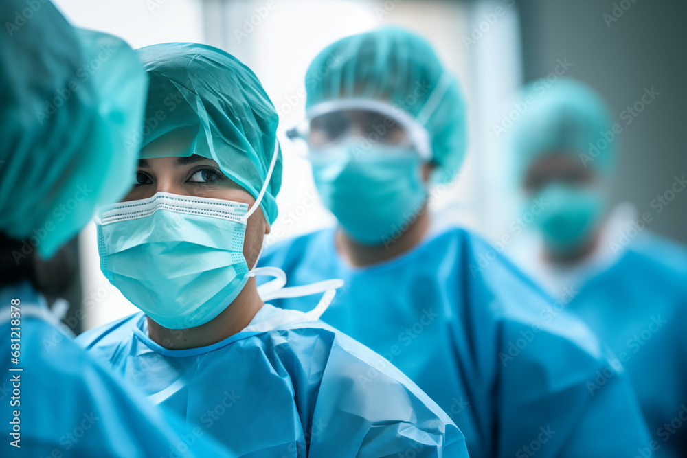 Medical teams showcasing teamwork and collaboration during surgeries or critical procedures, creatively captured moments, creativity with copy space