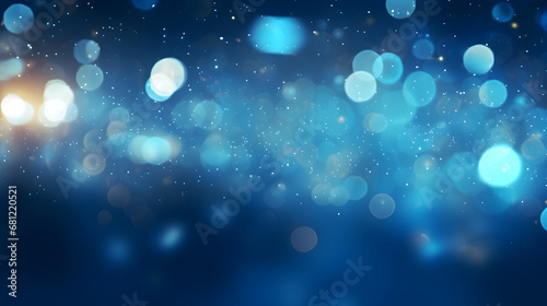 Abstract Blue Background with Bokeh Lights