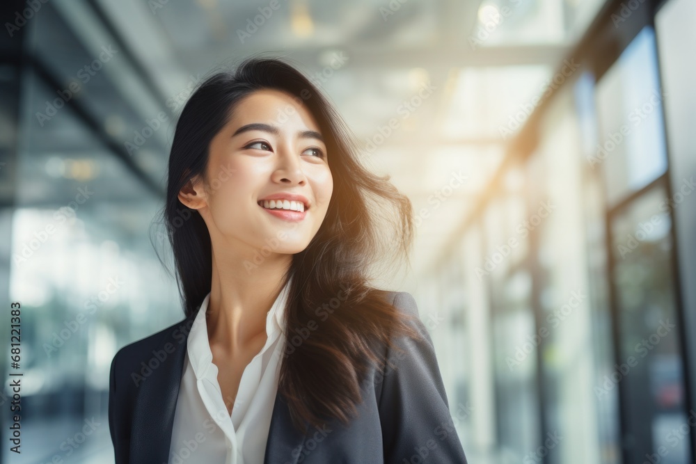 Business woman businesswoman walking smiling in office building Business woman businesswoman walking smiling in office building