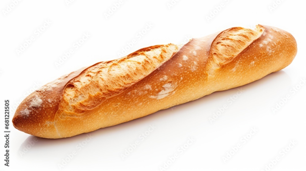 fresh baguette on white background. fresh baguette on white background.