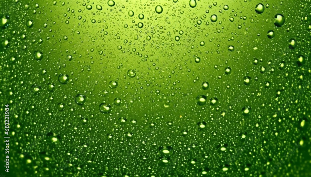 Refreshing drink in a glass, wet with raindrop condensation generated by AI