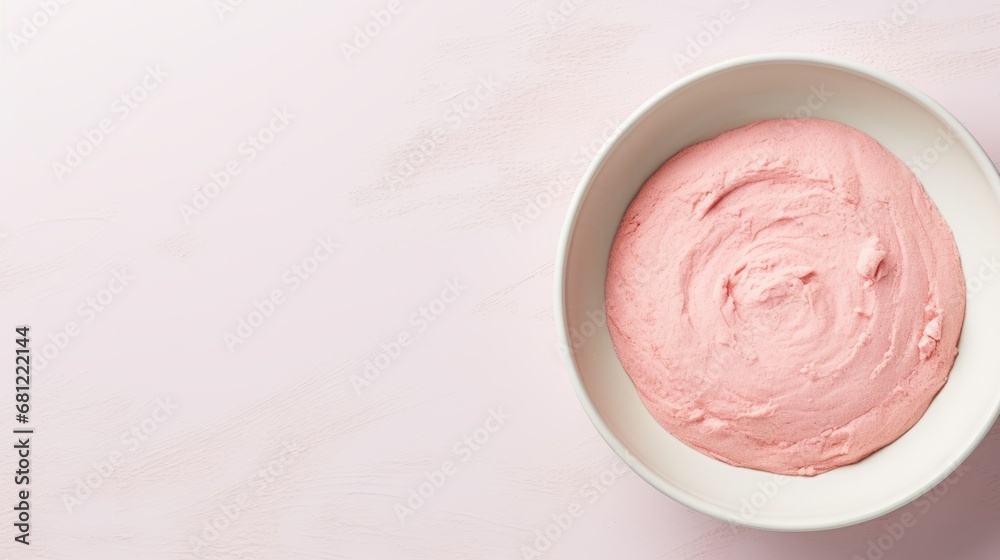 pink dough in a plate. pink dough in a plate.