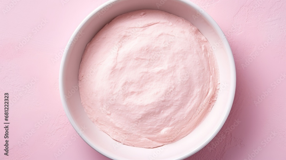 pink dough in a plate. pink dough in a plate.