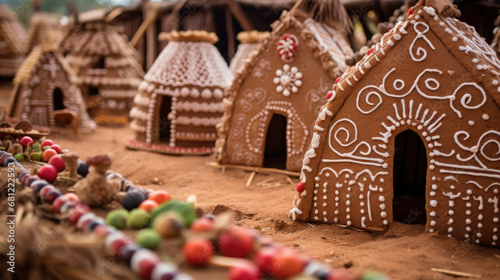 Traditional African tribal huts as Gingerbread houses
